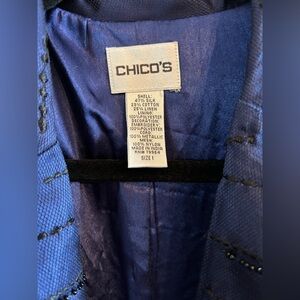 Chico's Black and Navy Metallic Blazer
Size 1